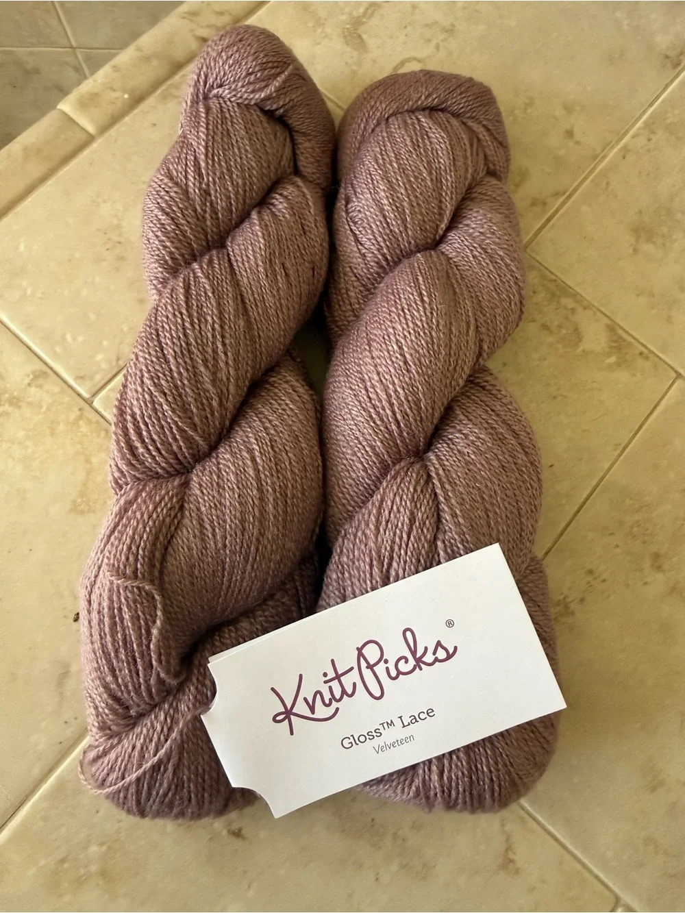 Knit Picks Gloss Lace Yarn - Velveteene (Mauve) - 2 Hanks